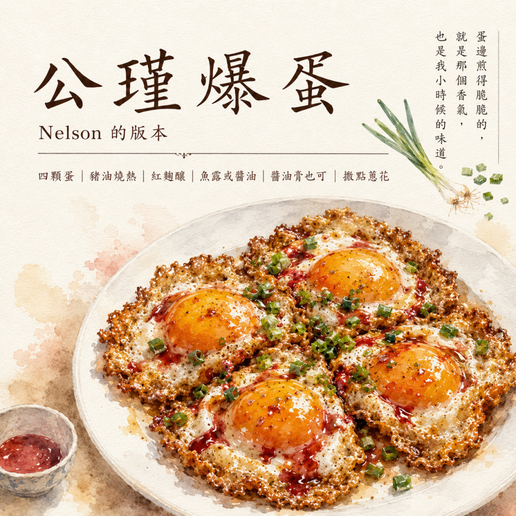 公瑾爆蛋 Nelson 版本|樸活紅麴釀 × 豬油煎蛋,脆邊焦香