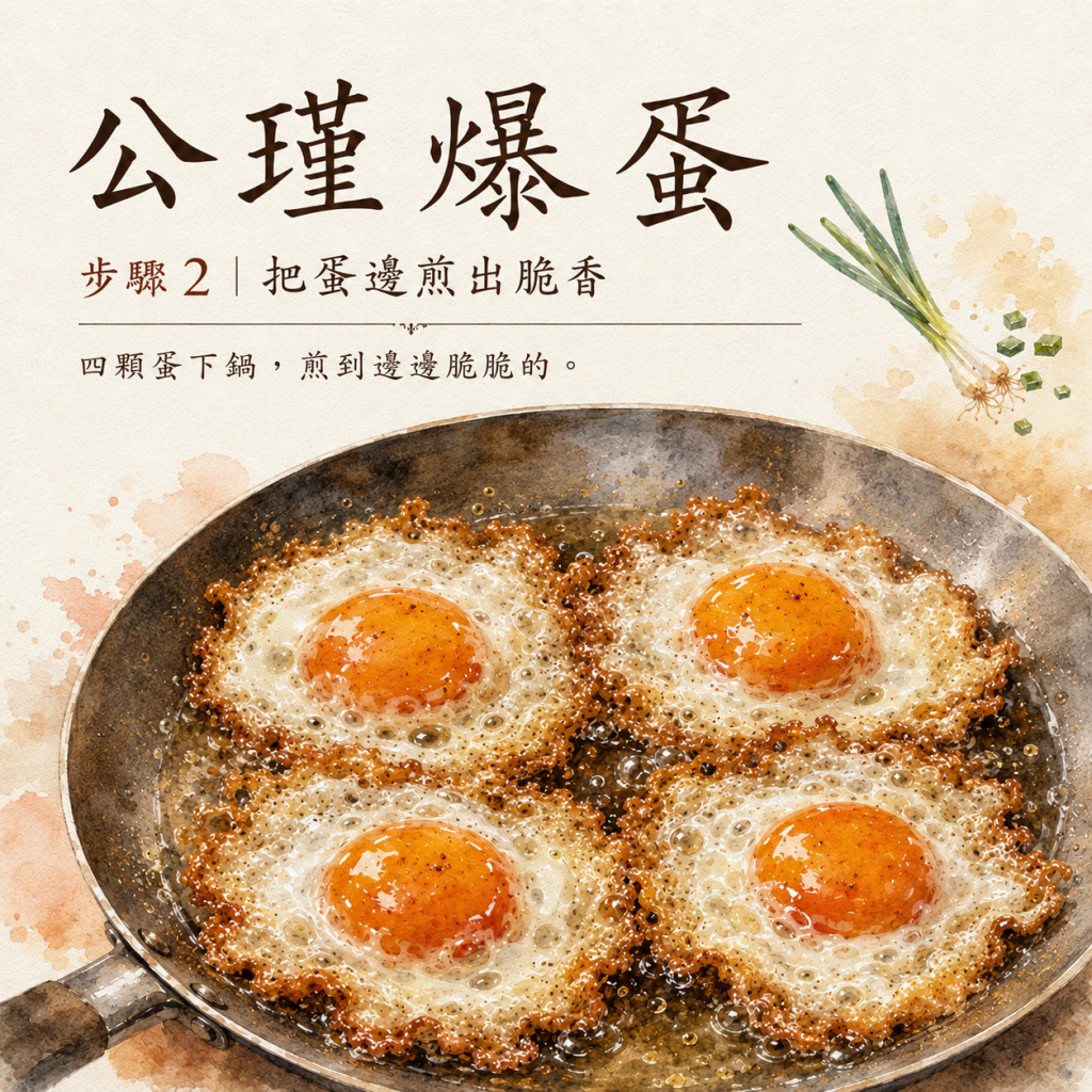 公瑾爆蛋步驔2|四顓蛋下鯍,蛋邊煎出金黃脆香